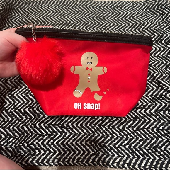 Mad Love Red Gingerbread Zipper Bag with Oh Snap, Red PomPom Brand New - Picture 1 of 3